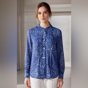 Ralph Lauren Blue Abstract Blouse